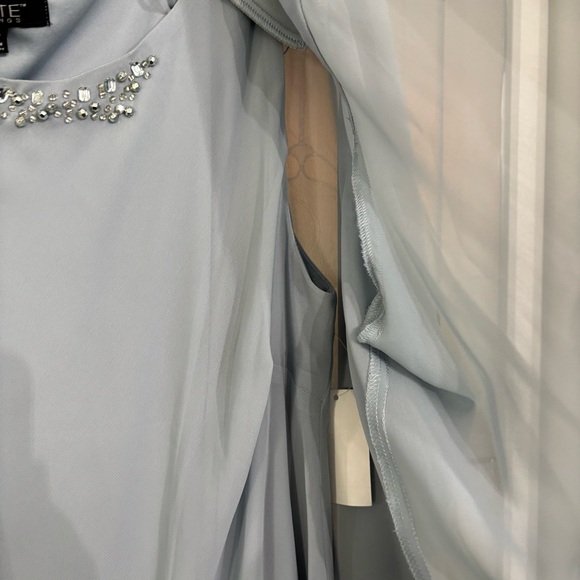 Ignite evenings Scoop Neck Chiffon Tiered 2-Piece Jacket Dress Sz 20 light blue - Picture 6 of 11